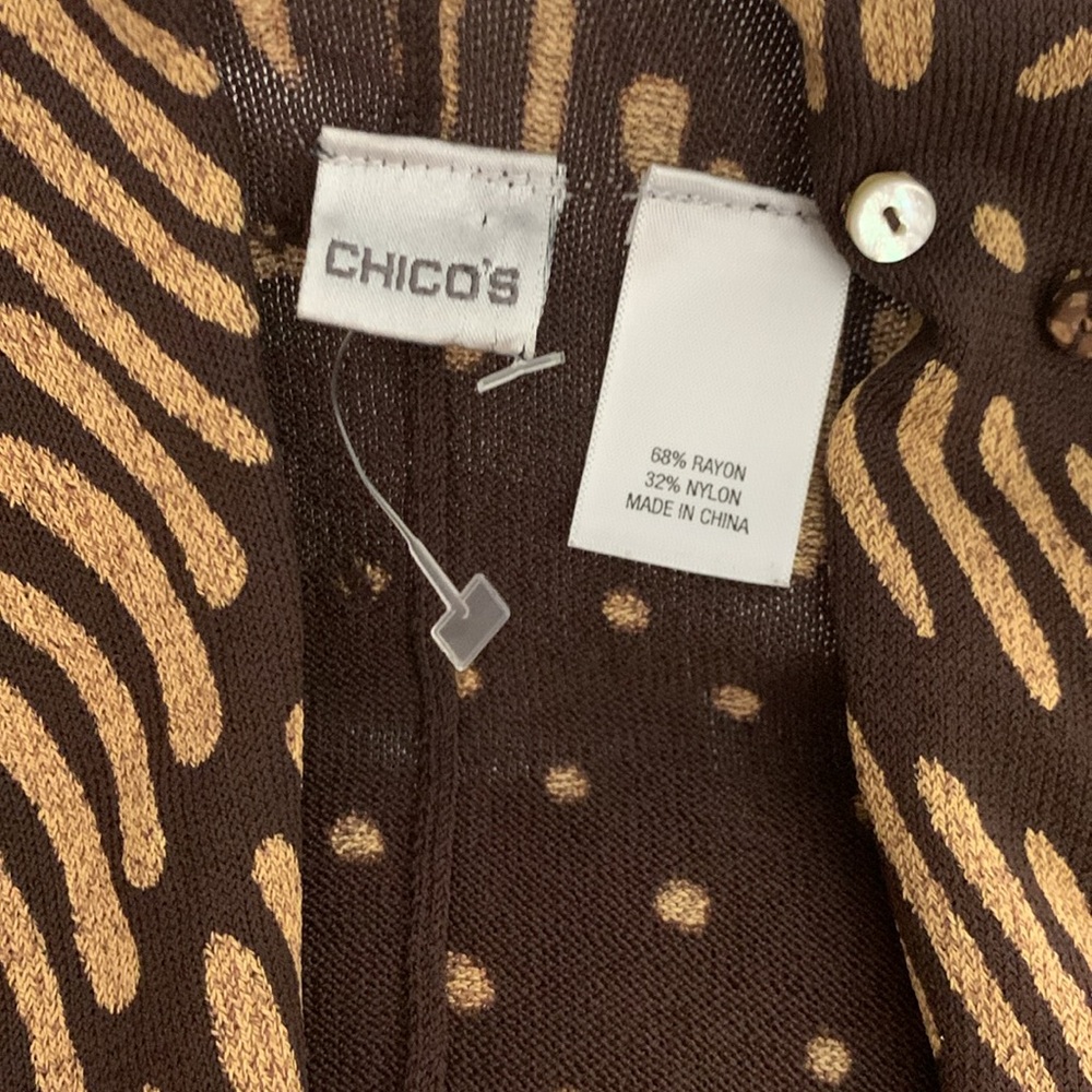 Chico's Shawl Wrap Cardigan Ruana Kimono Women's One Size OS Brown Tan Beaded - Picture 7 of 12